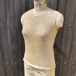 Vintage M cream color wool sequin top